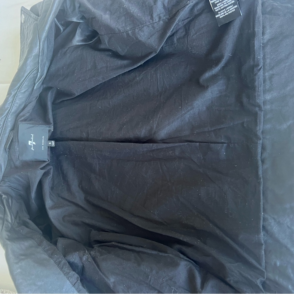 7 for all Mankind Size Small Black Leather Moto Jacket - Picture 10 of 11